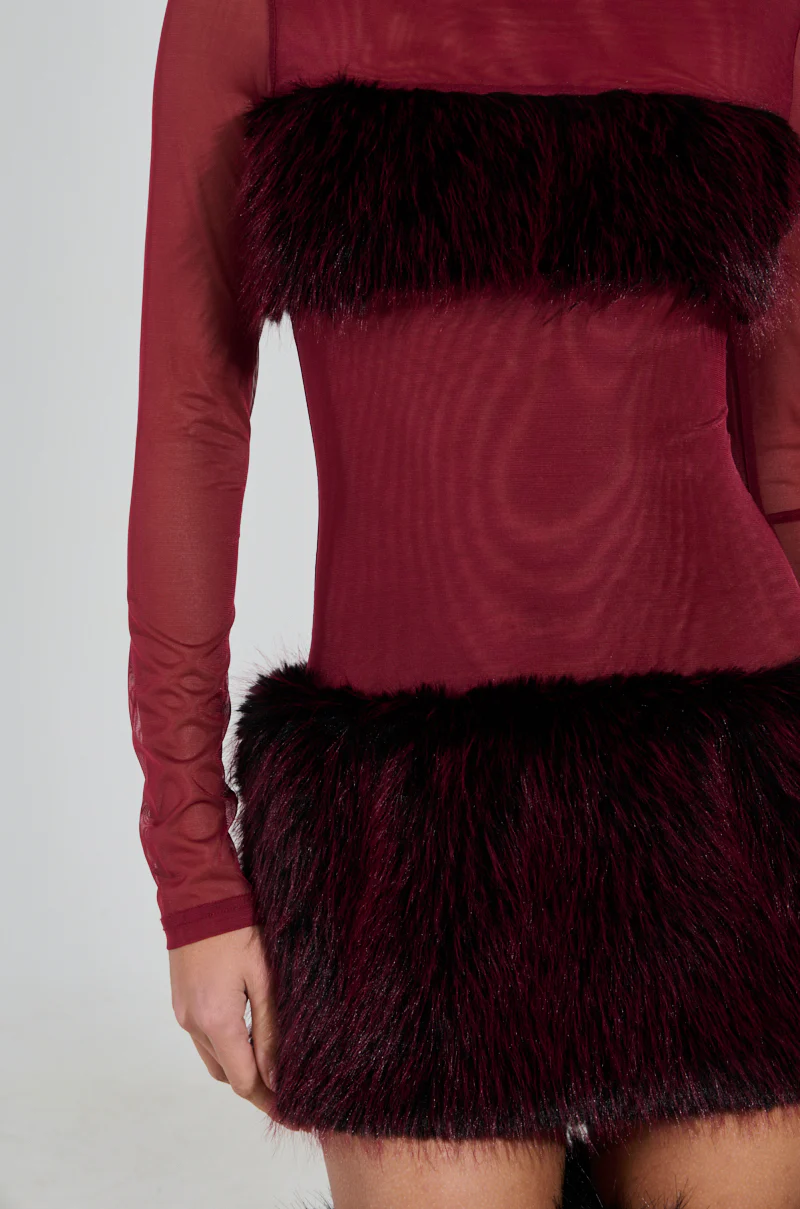 ZOEY MESH FUR MINI DRESS - Image 7